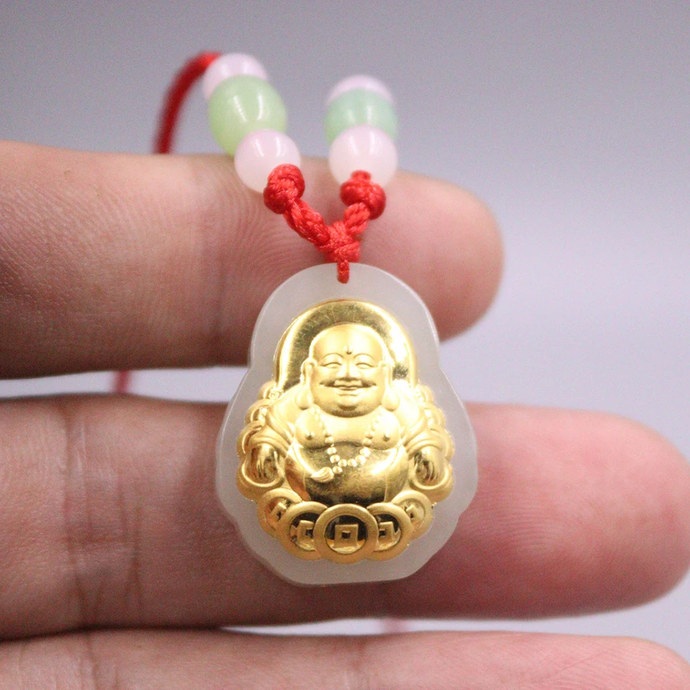 Новый 24-каратное желтое золото фольгированный натуральный нефрит монета Lucky Blessing