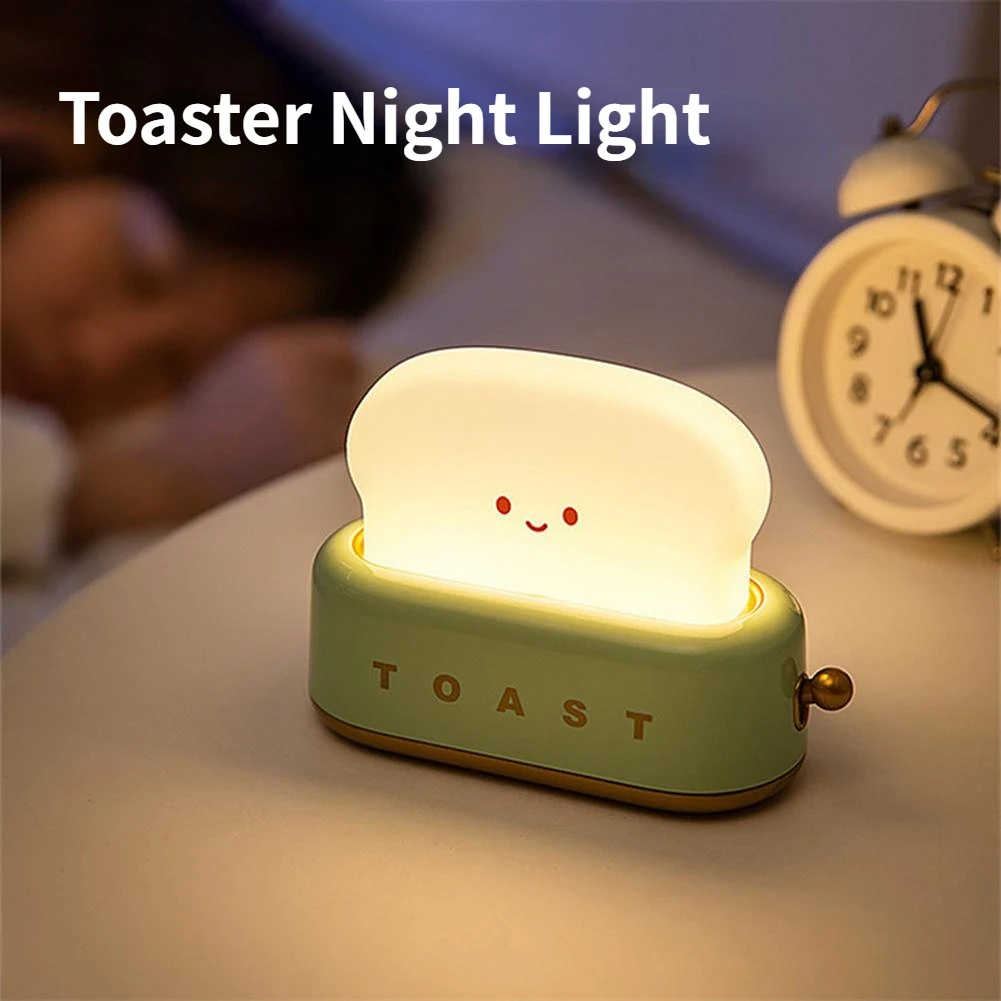 Led Night Light Bread Machine Usb Charging Dimming Toast Lamp Bedroom Children'S Timing Sleep Light Fun Switch Mood Light