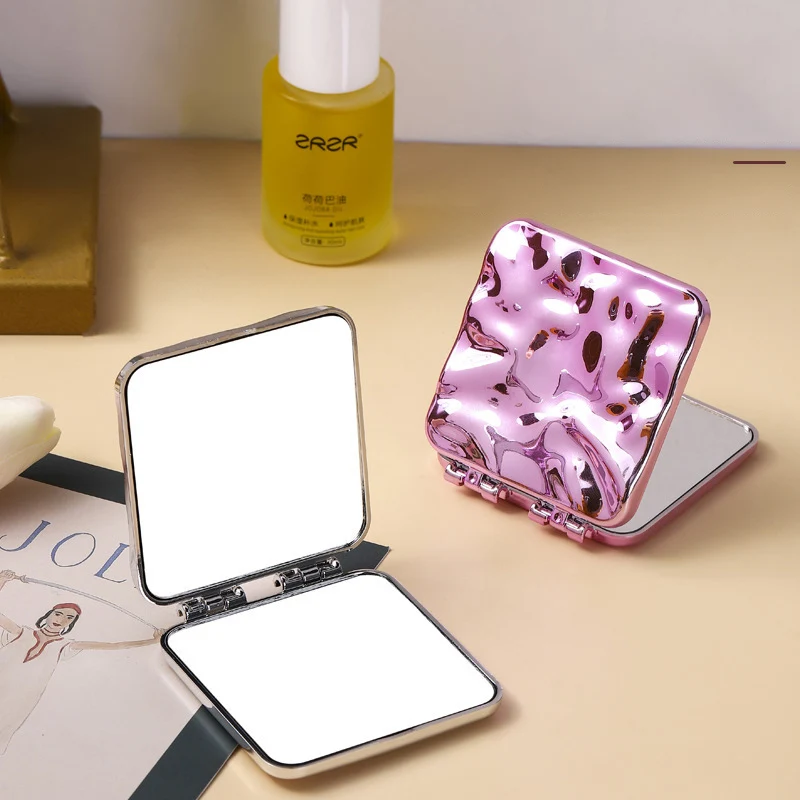 

Electroplating Cosmetic Mirror Mini Square Vanity Mirror High-definition Folding Portable Beauty Double-sided Hand-held Mirror