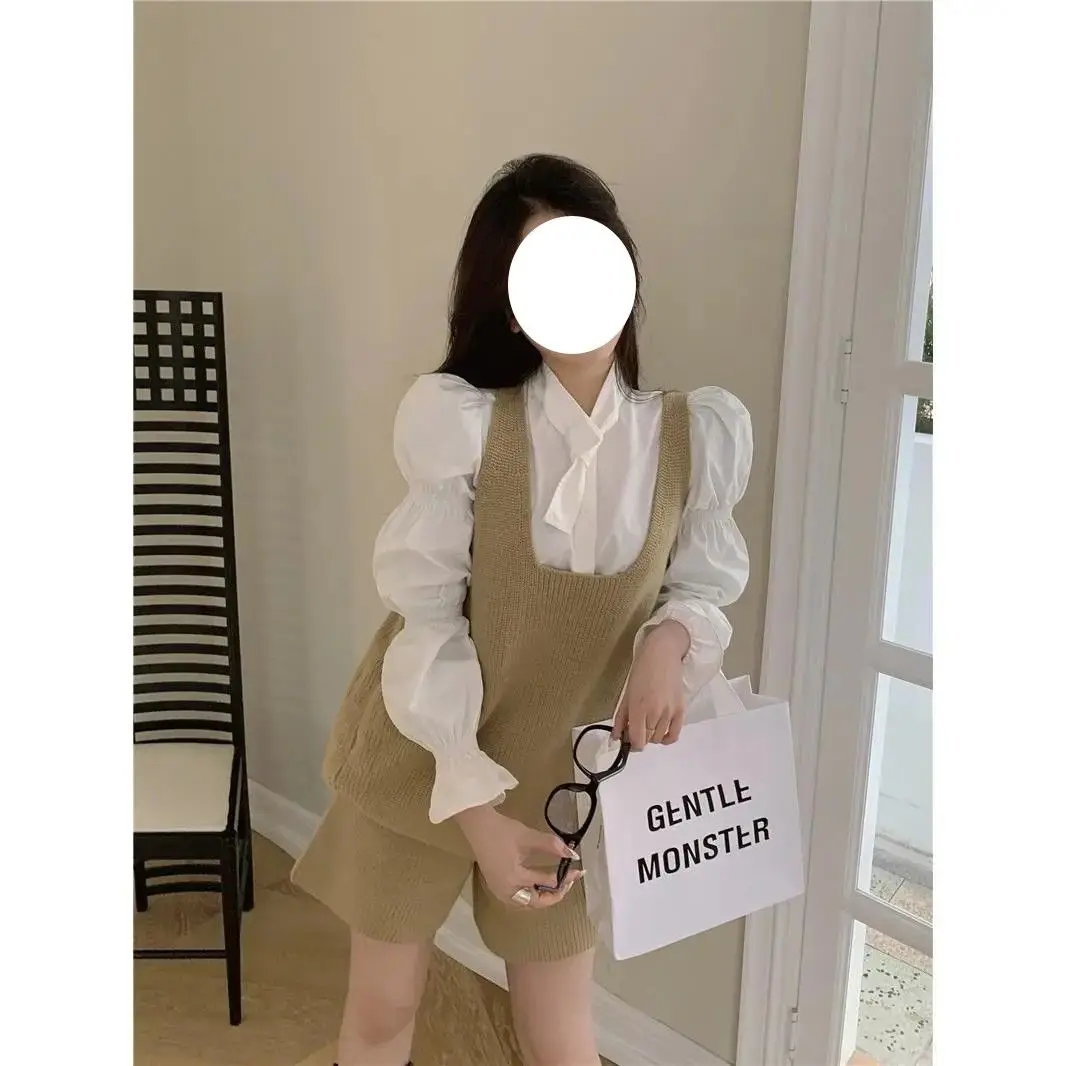 Korejpaa повседневный женский комплект корейская мода женская рубашка с объемными