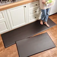 Kitchen Doormats Waterproof and Oil-proof Long Strip Floor Mat Solid Color Thickened PU Leather Carpet Can Be Scrubbed Rug