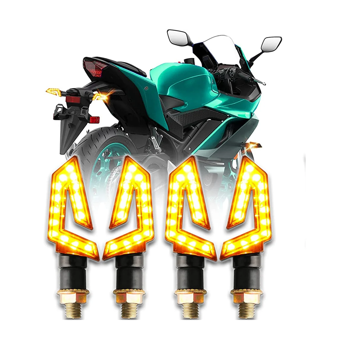 

4PCS Arrow Motorcycle Turn Signals 15LED Motorcycle Blinkers Indicators Amber Lamp for Motorbike Scooter Quad Cruiser