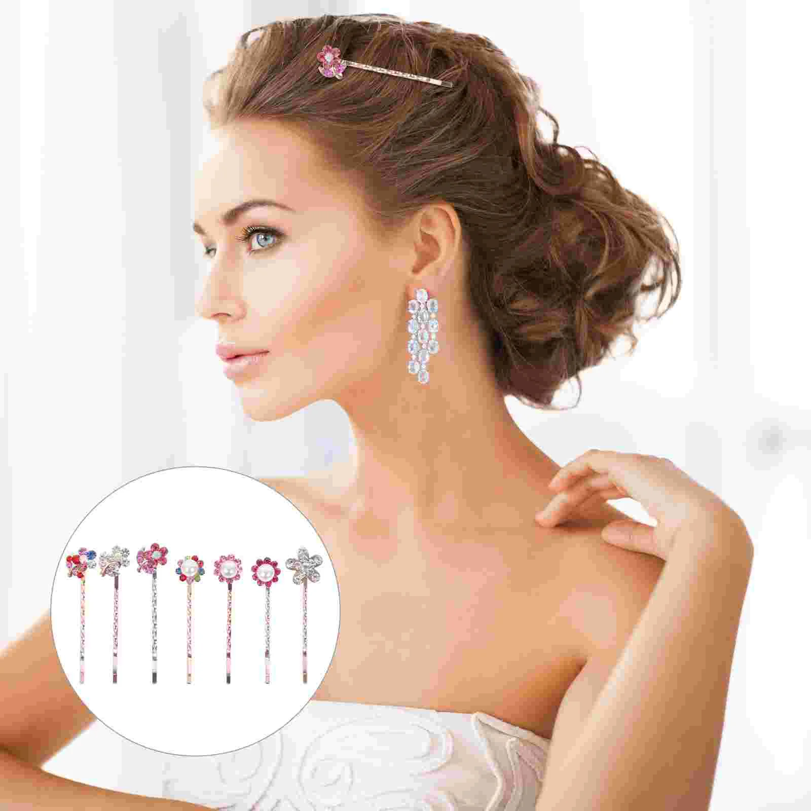 

Hairflower Bobby Crystal Rhinestone Clip Pearl Gold Accessoriesclips Girls Minimalist Sun Hairpin Barrette Side Color Leaf Alloy