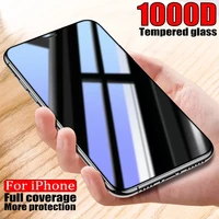 1000d tempered glass screen protector for iphone 11 12 pro max mini protective film on x xr xs 8 7 6 6s plus