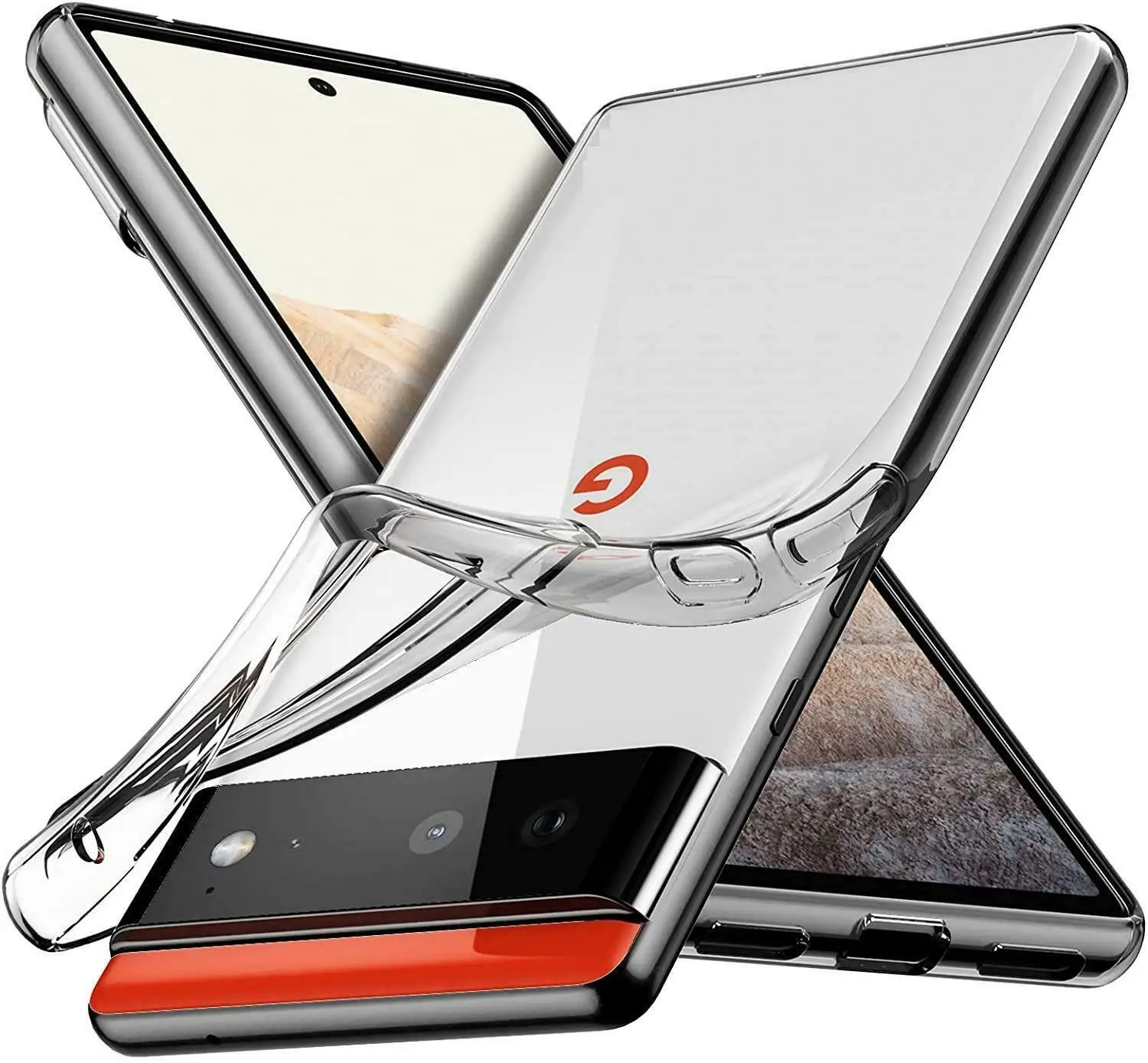 

Чехол для Google Pixel 6 5G, тонкий прозрачный силиконовый гелевый Чехол для телефона + защита экрана