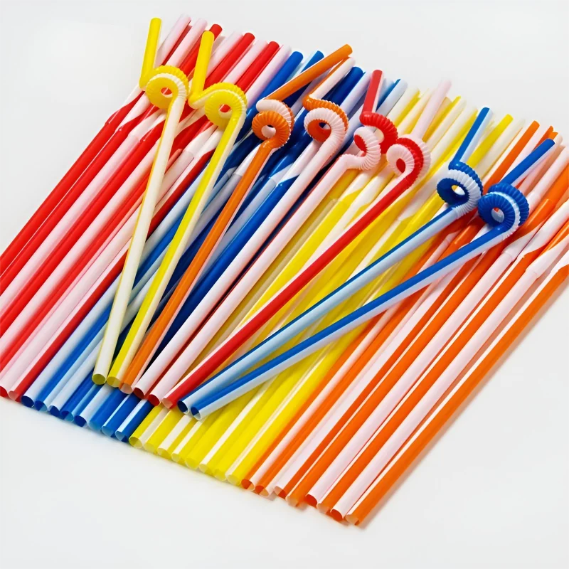 

Plastic Colored Straws Bendable Disposable Milk Tea Juice Beverage Coffee Straw Wedding Decor Accessories Home Party Supplies