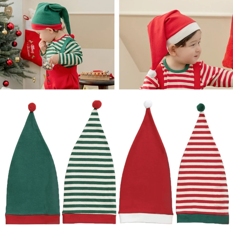 

Children Christmas Hat Unisex Kids Striped Santa Hat Xmas Holiday Hat for Festive Party New Year Gift for Kids QX2D