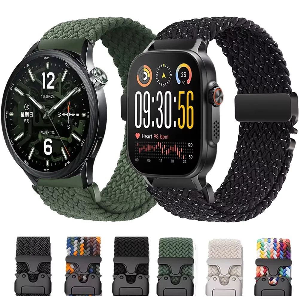 Фото Нейлоновый плетеный ремешок с пряжкой-парашютным замком для OnePlus Watch Lite 3 2R, Xiaomi Watch 5 S5 S4-3, спортивный браслет для OPPO Watch X3 X2 S №1