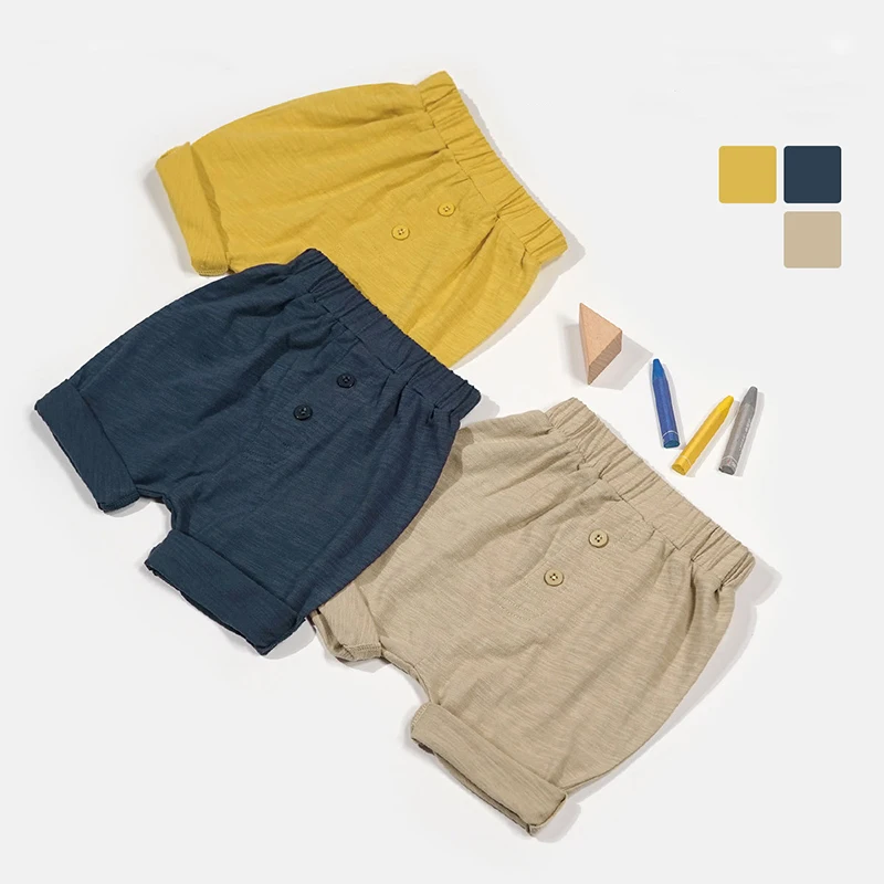 

Летние Детские хлопковые шорты 2022, однотонные повседневные брюки с пряжкой для мальчиков и девочек, мягкие дышащие шорты для новорожденных