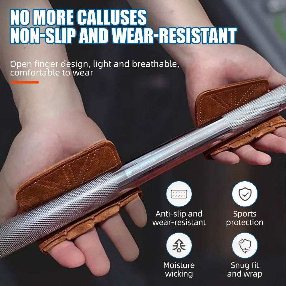Перчатки из воловьей кожи для тренажерного зала противоскользящие накладки