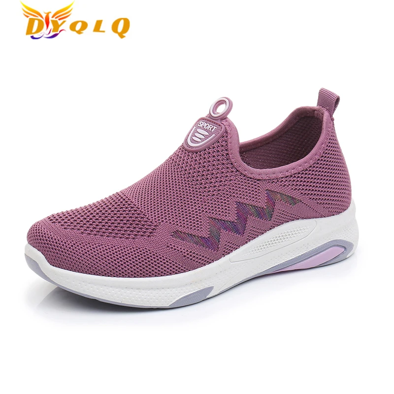 

Soft Flat Bottom Mesh Vulcanized Shoes Ladies Anti-slip Breathable New Upgrade Knitting Casual Fitness Running Sports