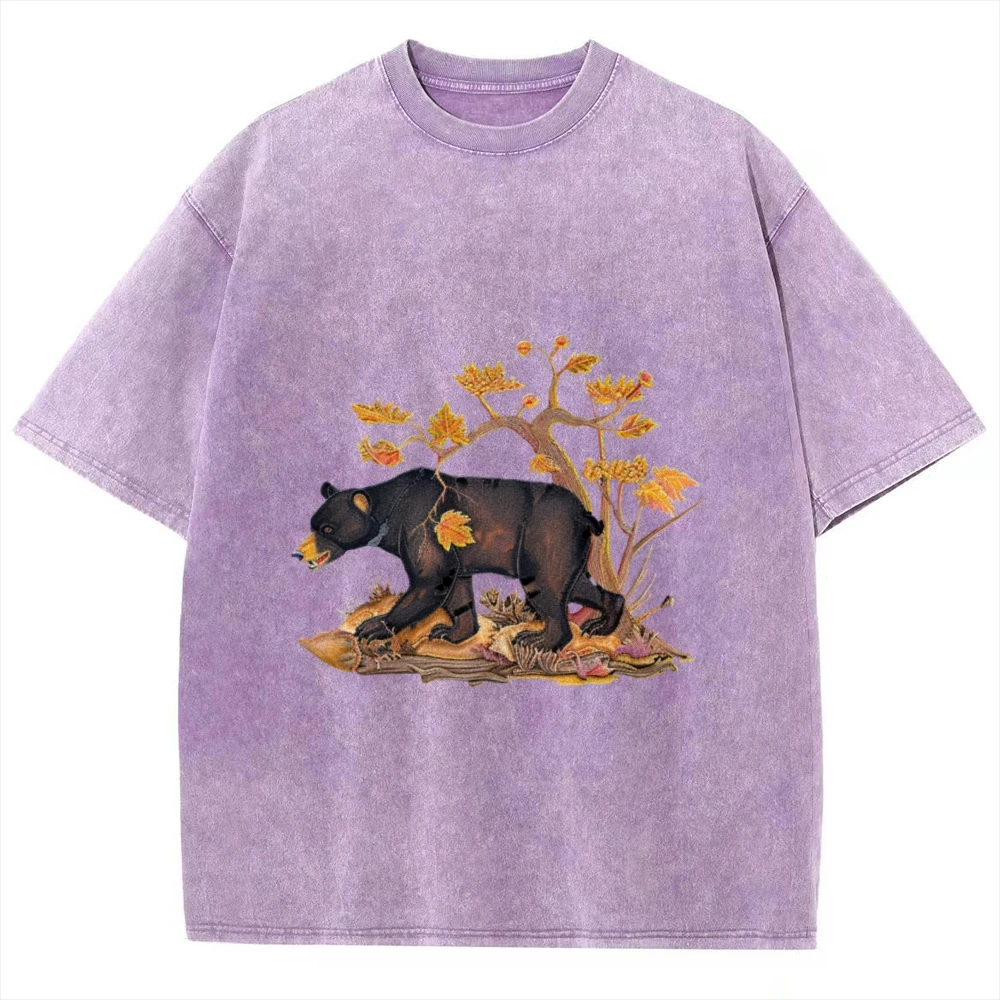 Осенняя футболка с подвеской в виде медведя нарисованная вручную рубашка