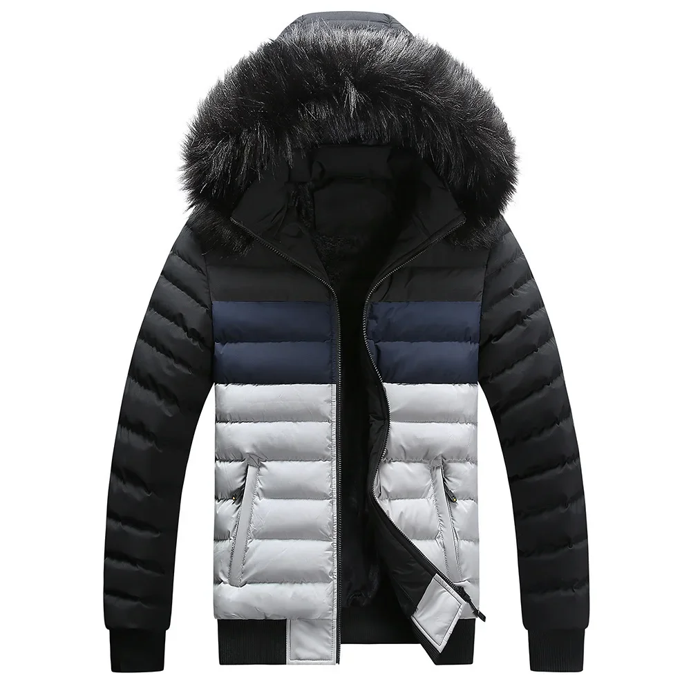 Autumn/Winter Men's Thickened Fleece-Lined Hooded Jacket Casual Fashionable Cotton Coat Trendy Brand Winter Clothing
