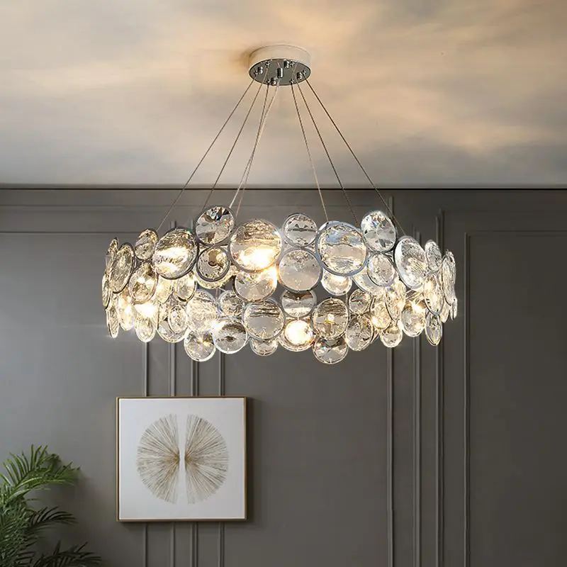 

Modern Luxury K9 Crystal Chandeliers Led Hanging Lighting Fixtures Chrome Lustre Ceiling Pendant For Living Room Home Decoration