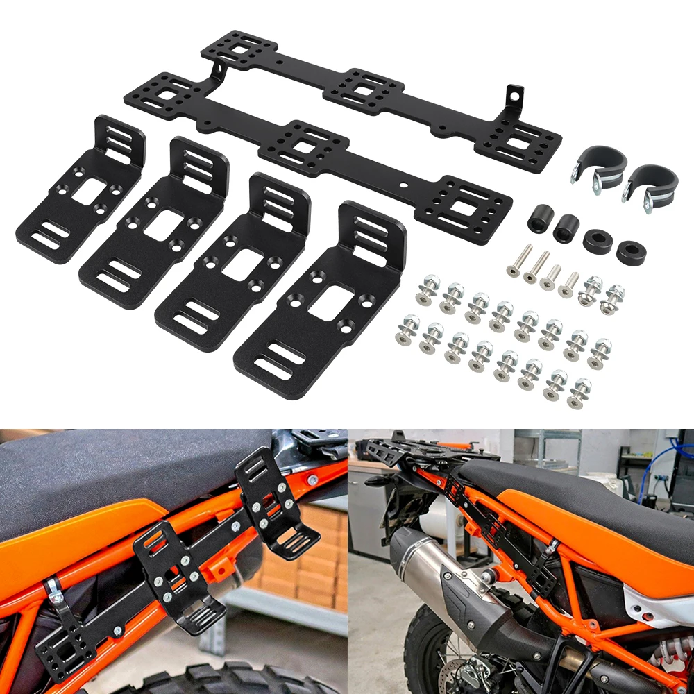 Enlarge Motocycle Aluminum Alloy Luggage Rack Tool Roll Bags Side Brackets Carrier Kit For KTM 790 Adv 890 Adventure 2019 2020 2021 2022