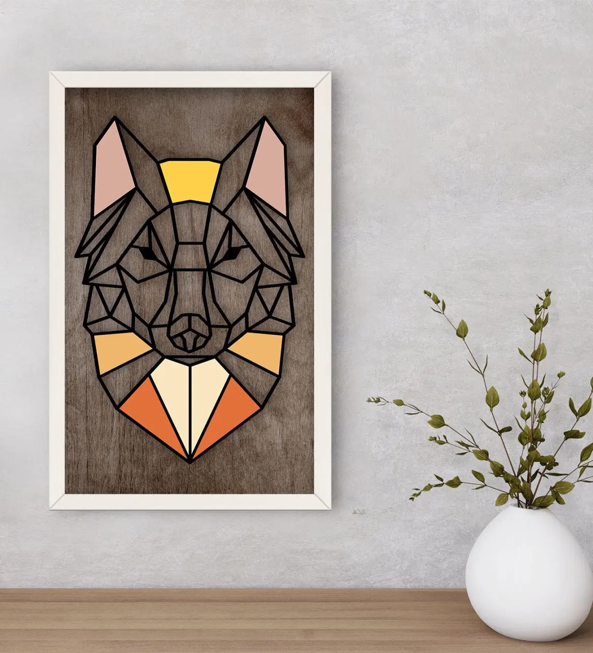 

BK дома волк декоративные деревянные белый защелка Tablo-2