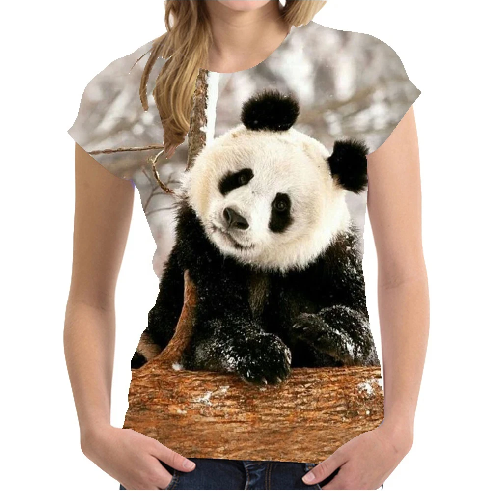 Летние модные футболки с 3D принтом Симпатичная панда женская уличная одежда