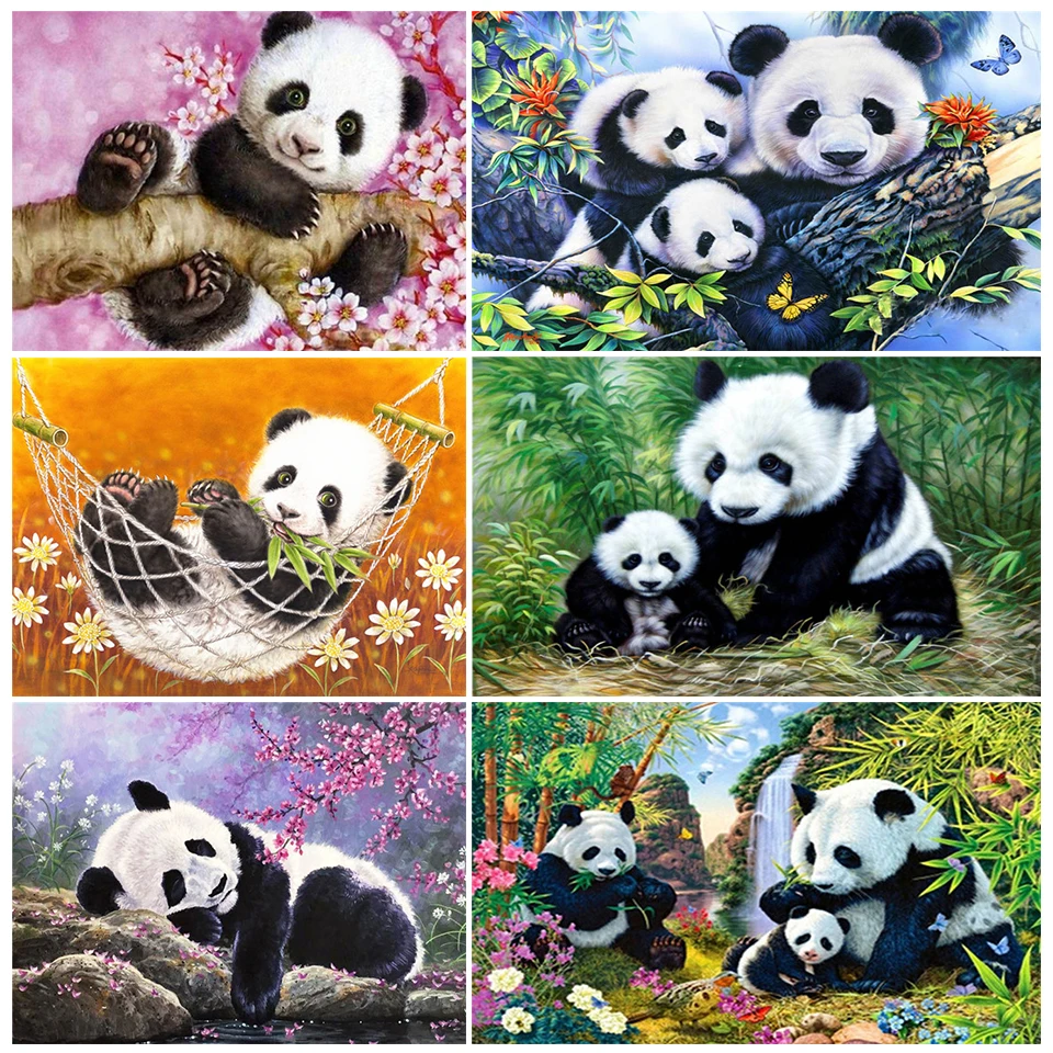 

5D DIY Animal Panda Embroidery Rhinestone Home Living Room Children's Room Decoration Cross Stitch Set Hand Inlaid Art Gift