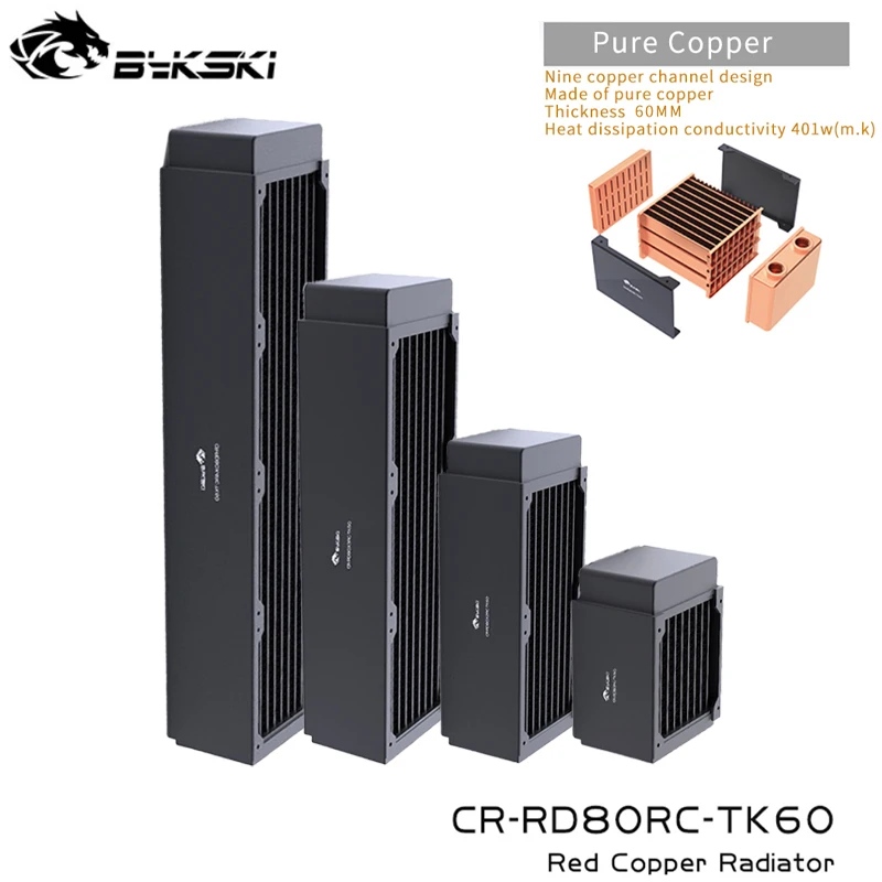 

Bykski Pure Copper Radiator , 60mm Thick For 8cm Fan High-performance Heat Dissipation Water Cooling Radiators , CR-RD80RC-TK60