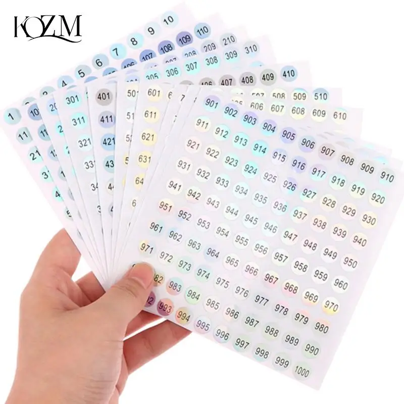 

1 Sheet Waterproof 1-1000 Laser Number Label Stickers For DIY Craft Self Adhesive Nail Polish Lipstick Color Number Tags Sticker