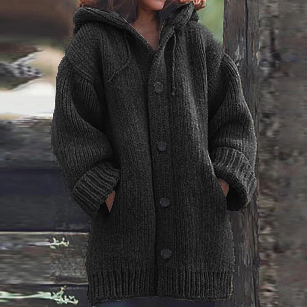 

Fleece Coat Sweatshirts Cardigan Women Jacket Women Thick Sweater Coat Warm Knit Outerwear Autumn Winter Long Hooded Cardigan