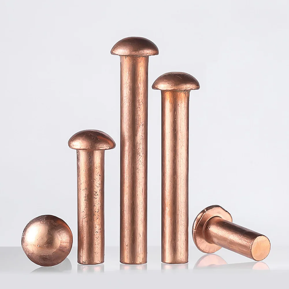 

Copper Solid Rivets Half Round Head Cap M1.5 M2 M2.5 M3 M4 M5 M6 M8 Button Head Cap Copper Solid Hand Knock Rivet