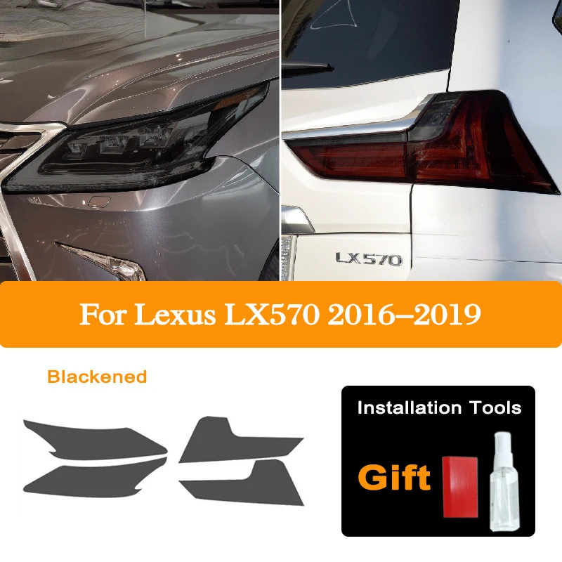 

2 pieces Car Headlight Tint Black Protective Film For Lexus LX570 2015-2019 Taillight Transparent TPU Sticker Accessories