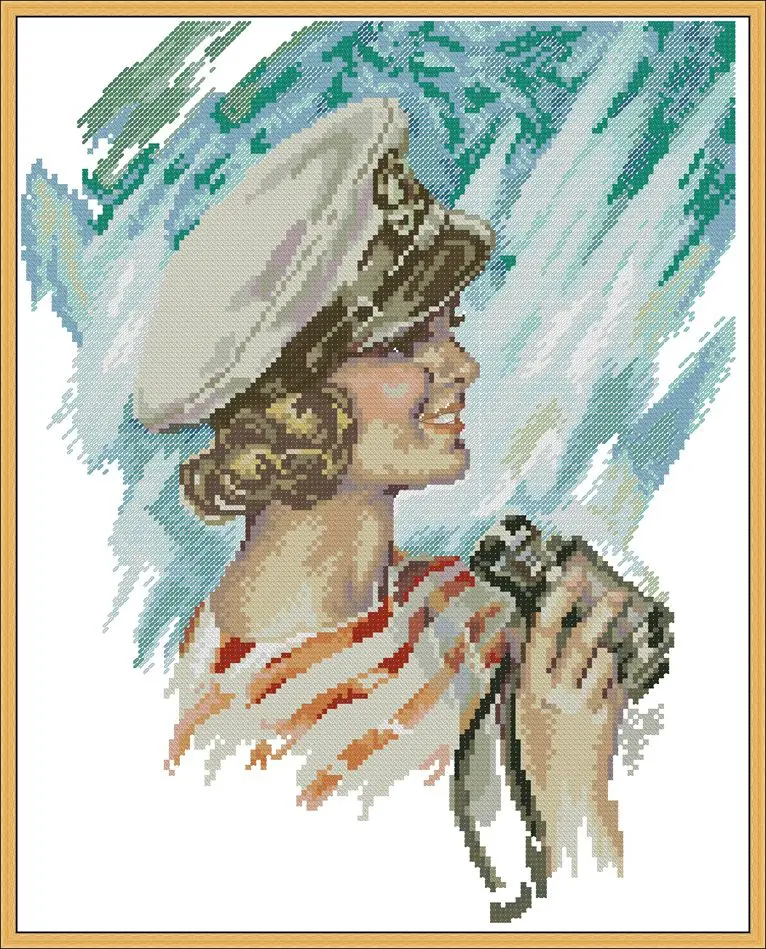 Наборы для вышивки крестом рукоделие хлопок холст RTO M 464-женщина в шляпе капитана