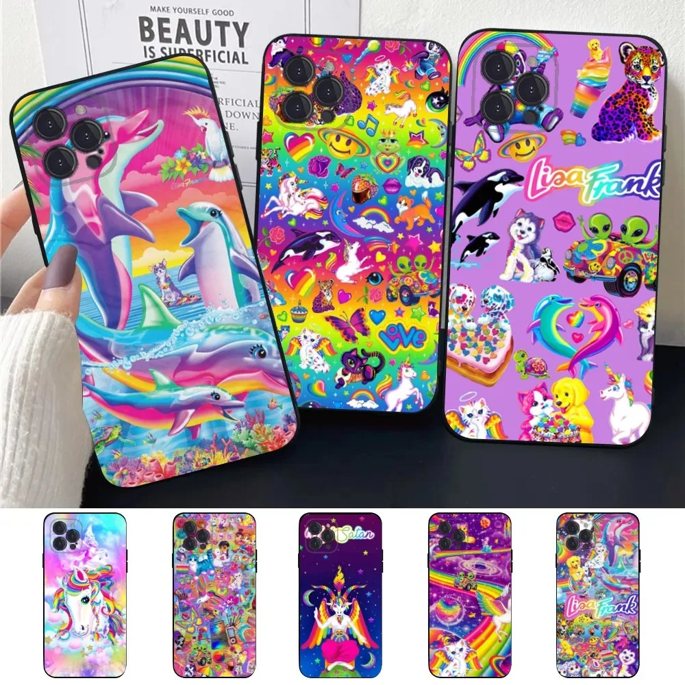 Чехол для телефона L-Lisa Frank Art Apple iPhone 15 14 13 12 11 XS XR X 8 7 Pro Max Plus mini силиконовый черный