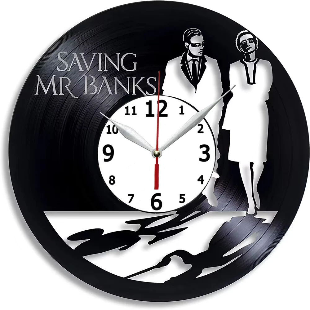 

Mr. Banks Movie Vinyl Record Wall Clock Compatible 12 inch (30cm) Black Gift Surprise Ideas Best Friends and Family Birthdays De