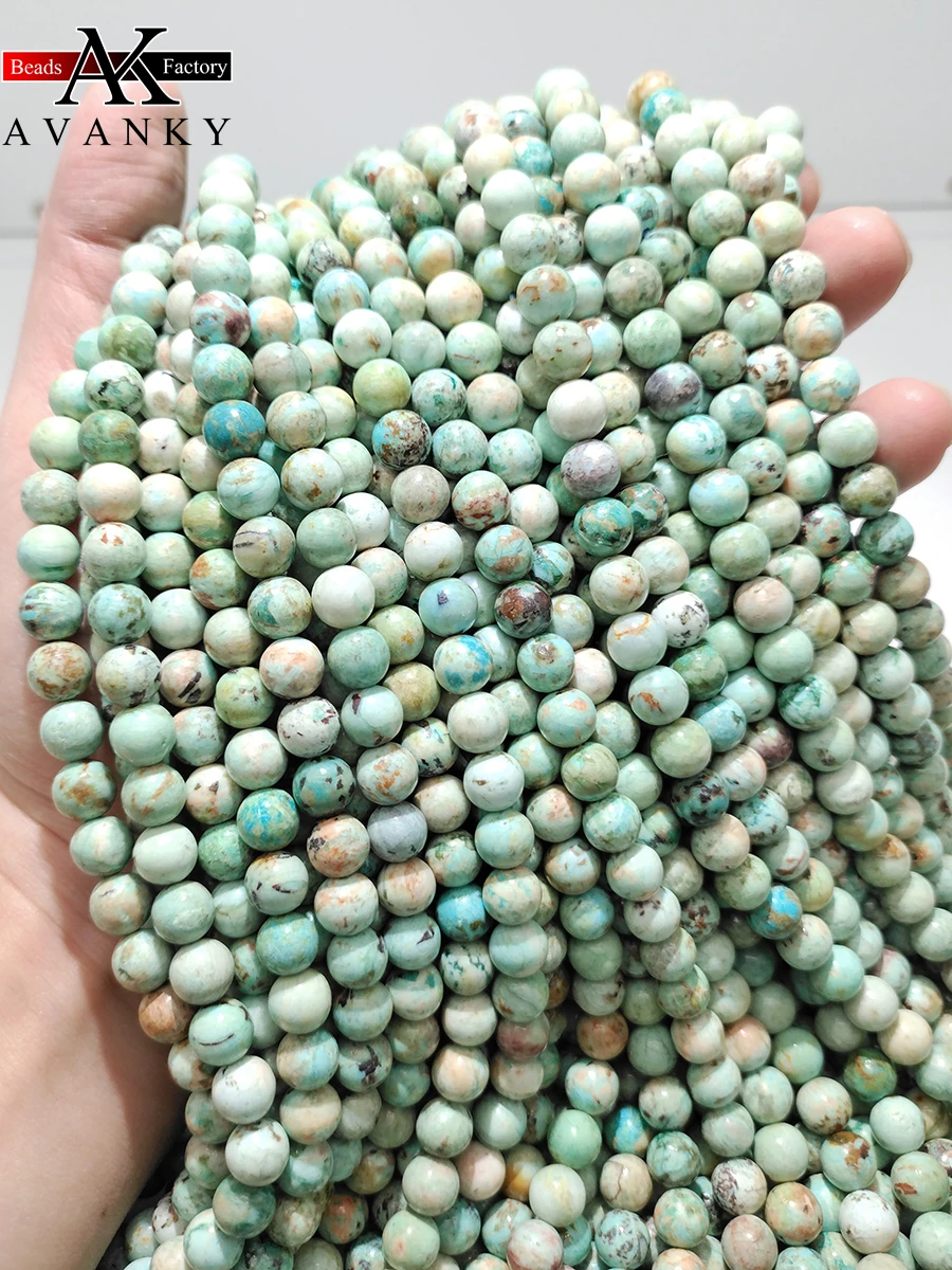 Natural Stone Green Turquoise Crystal For Jewelry Making Round Spacer Beads Diy Bracelets Necklace Accessories 15