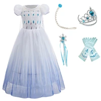 little girls princess clothes children summer performance fancy gown kids elsa cosplay tulle clothing christmas white dress