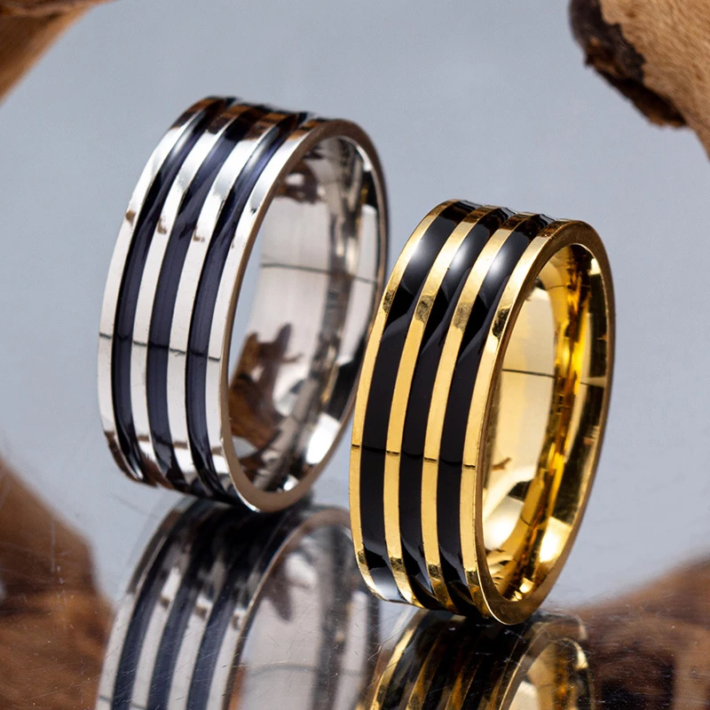 Цветные мужские кольца из титановой стали нержавеющей простые модные ювелирные