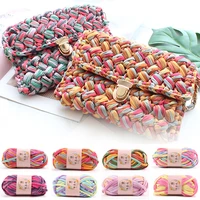 3 roll tie dye 100groll colorful cloth strip yarn handknitting crochet thread for diy handmade cushion carpet t shirt yarn