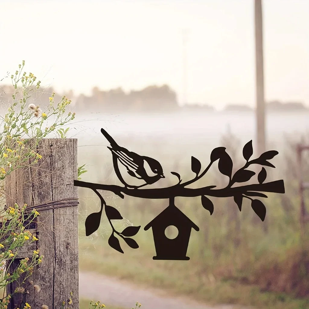 Ddpnkl Металлический Силуэт Садовый Кол Художественное Украшение Двора Дерево