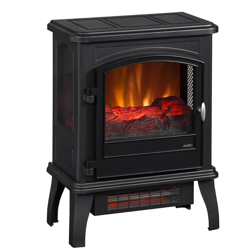 Infrared Quartz Electric Fireplace Stove Heater, Black