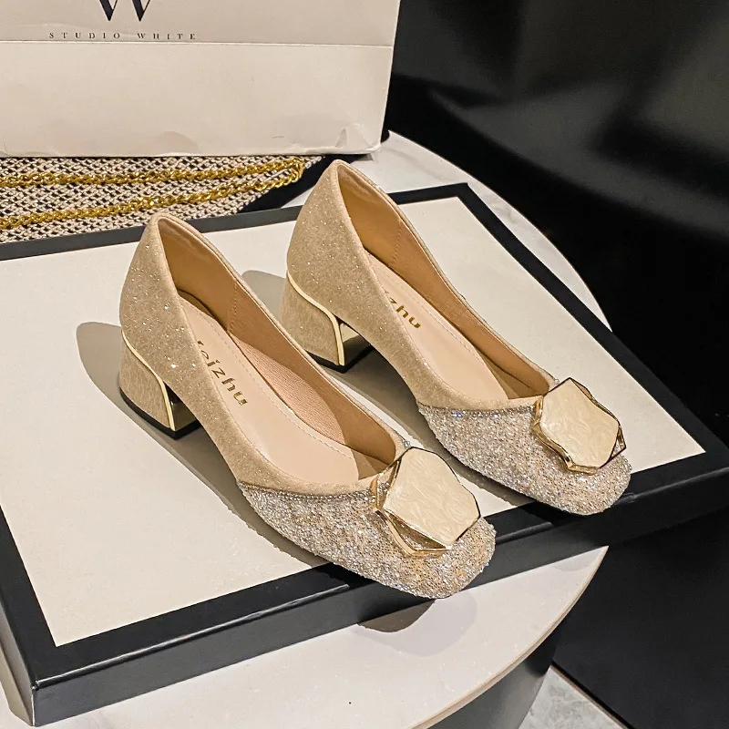 

A014 новая весенне-Осенняя обувь на массивном высоком каблуке 5 см, женские туфли на квадратном каблуке с бантом и кристаллами, британские лоферы, женская обувь для женщин