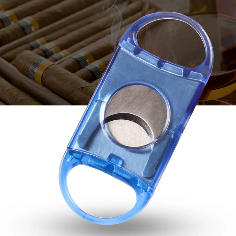 

Transparent Plastic Case Cigar Cutter Cigar Cutter Scissors Stainless Steel Portable Men's Travel Cigar Accessories