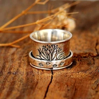 vintage boho engraved turnable rings for women fashion floral turn stress relief ring holiday gifts gothic jewelry accessories