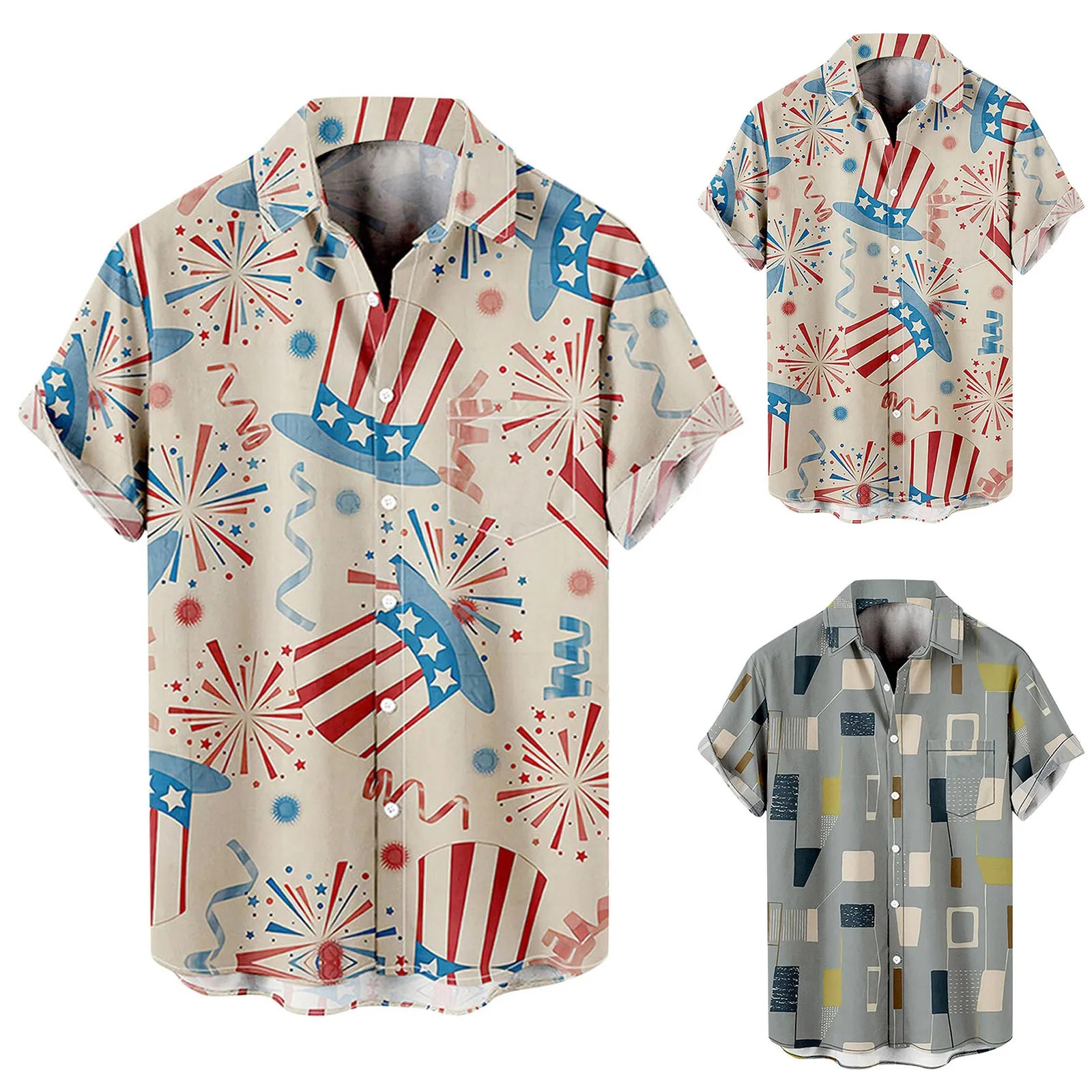 

Mens Cotton Polyester T Shirts Mens Fashion And Leisure 3D Digital Printing Buckle Lapel Short Sleeve Shirt Top Floral Shirt