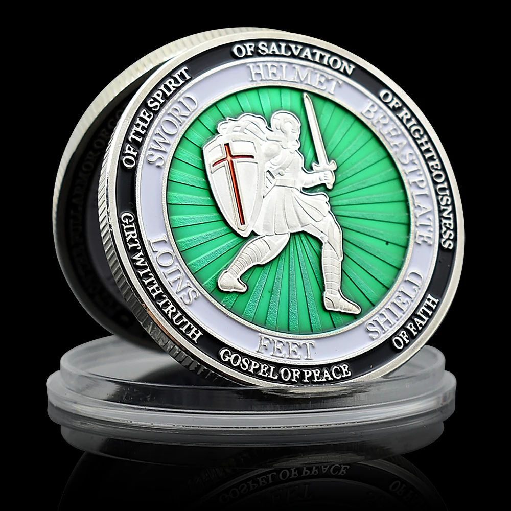 Серебряная памятная монета рыцаря тамплиера христианский крест щит воин