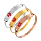 Индивидуальный медицинский Браслет-манжета из нержавеющей стали для женщин, индивидуальные ID-браслеты