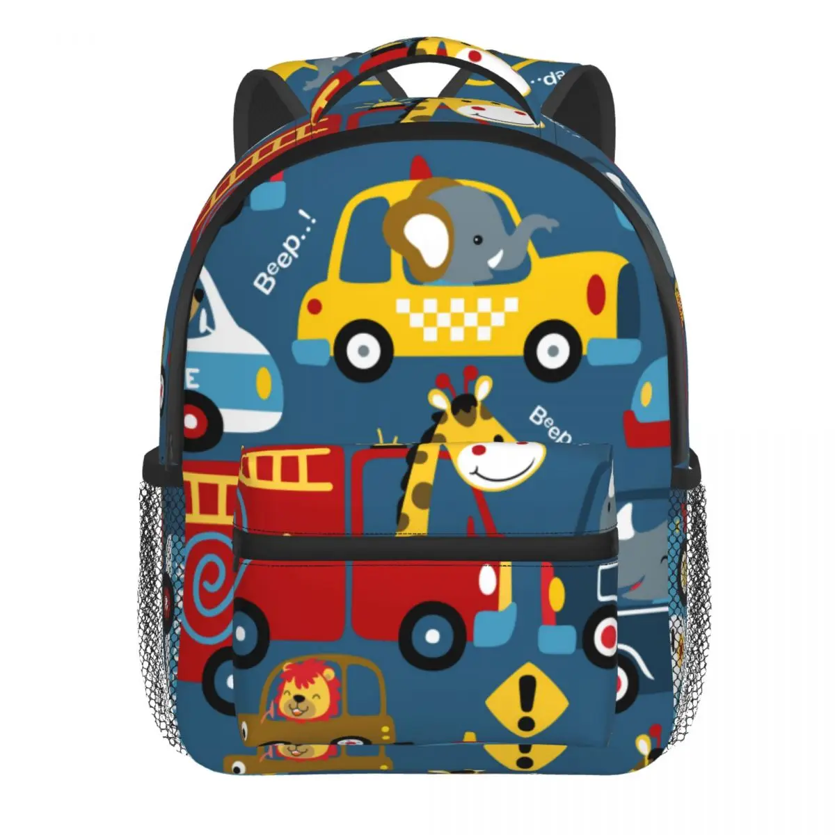 Children Bag Cartoon Cars With Funny Drivers Kids Bag Kindergarten Preschool Backpack for Boys Girls 3-4-6 Years Old