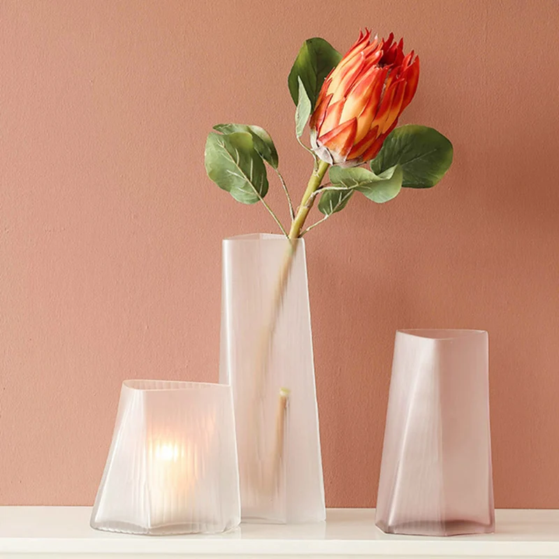 

Modern Design Glasses Plants Pot Office Kitchen Hydroponic Cylinder Vase Dried Flower Minimalist Fashion Vasos Home Decor