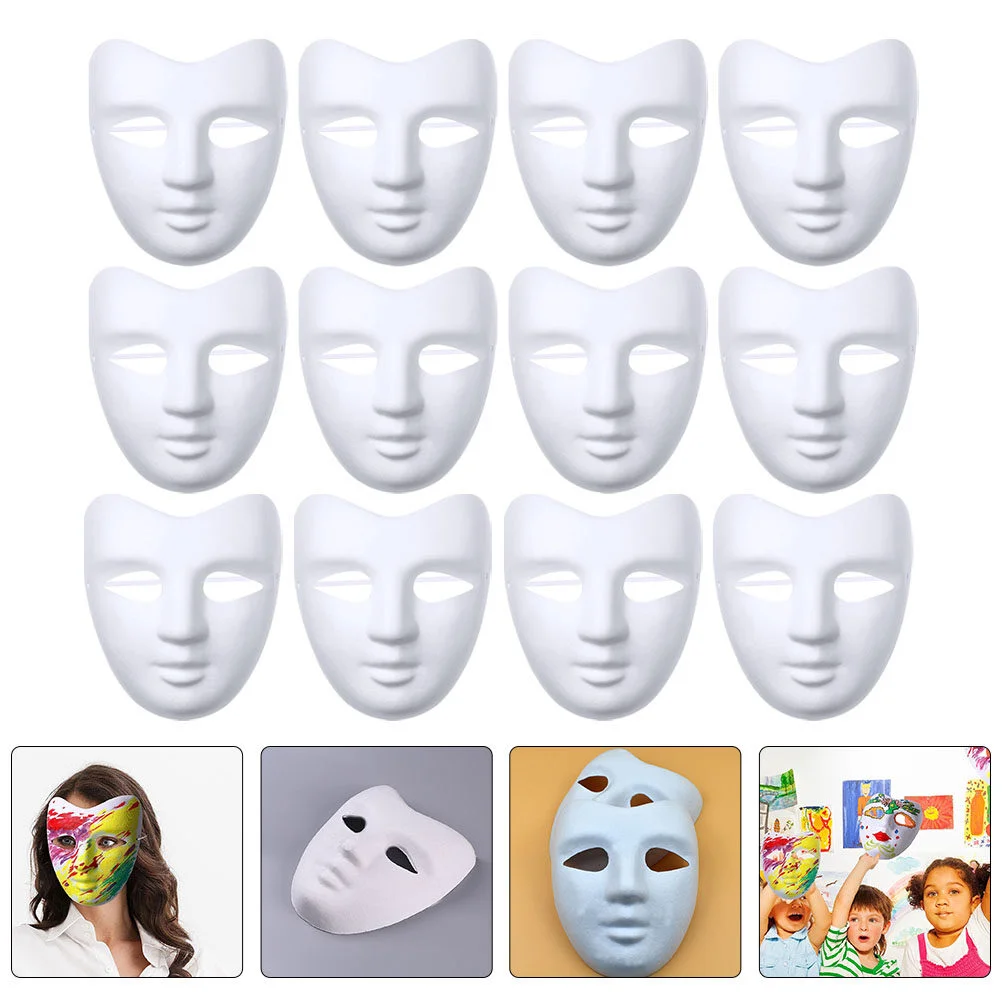 

Blank Paper Masquerade Unfinished Mask Paintable DIY Cosplay Party White Decorate Animal Cat