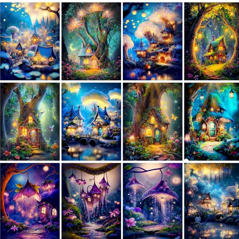 

GATYZTORY Frame Painting By Numbers 40x50cm Kits Dream Castle Scenery Drawing On Numbers For Adults Kill Time Diy Gift Handicraf