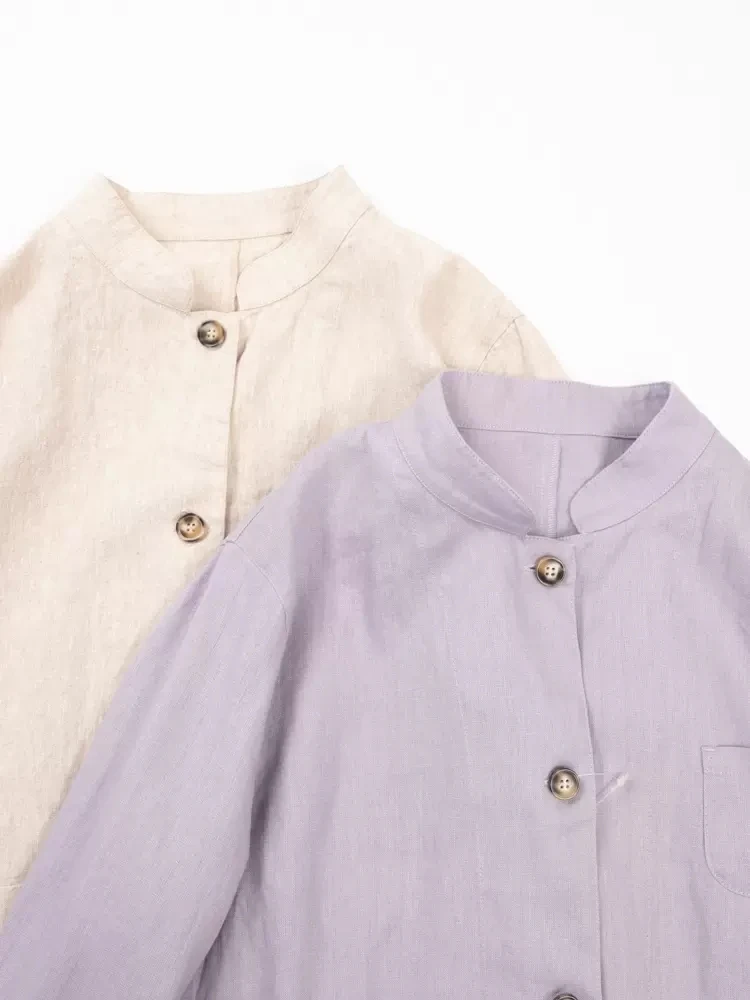 Женский свободный Блейзер Универсальный Дышащий льняной блейзер с промытой