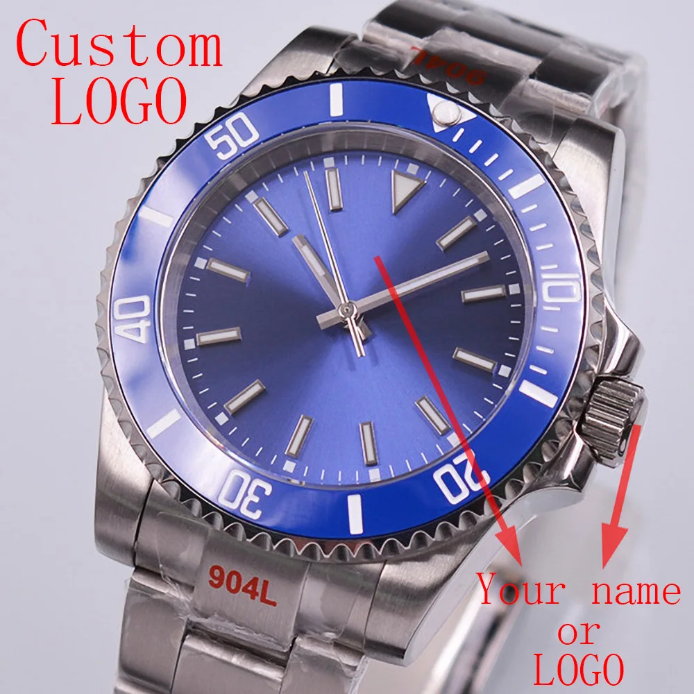 

Custom LOGO 40mm DEBERT Sapphire glass Miyota/NH35 Automatic Mens Watch Blue Sterile Dial Mechanical men Watch
