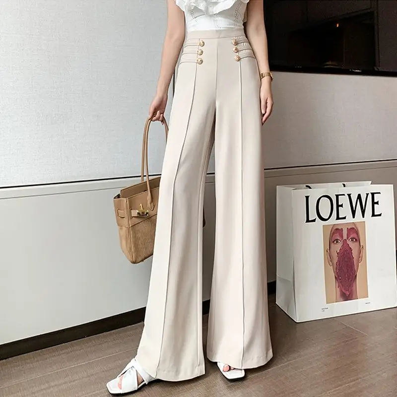 

Apricot Black Flare Pants for Women Trousers Korean Fashion Casual Office Lady Female High Waist Long Bell Bottom Pants Q527