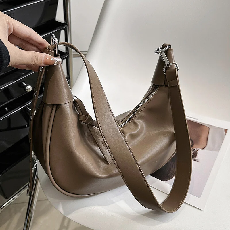 

Vintage Leather Shoulder Bags Female Brand Designer Women Crossbody Bag Fashion Hobos Bags Ladies Simple Casual Handbags Sac New